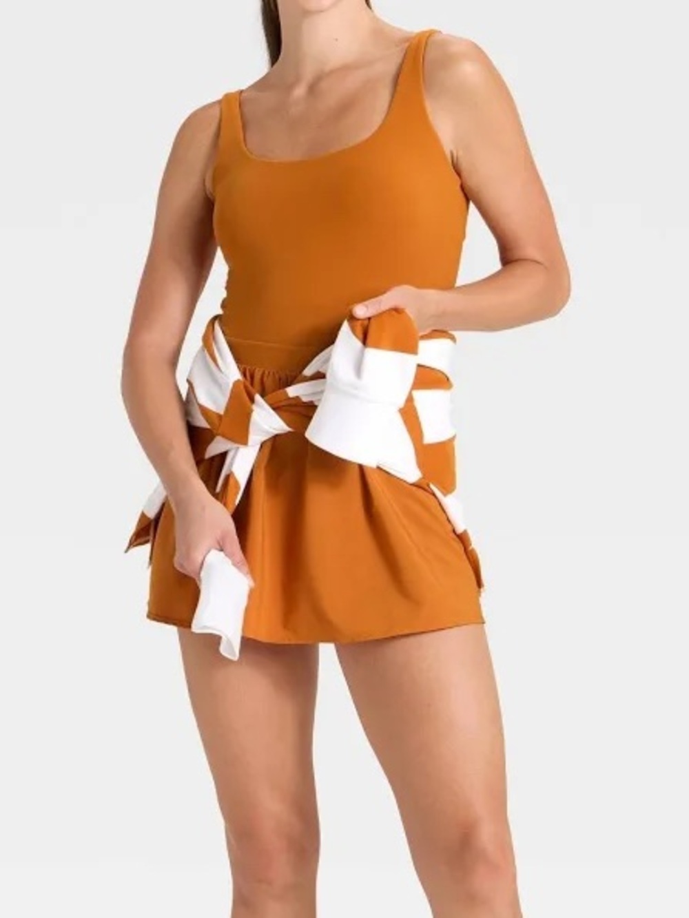NWT Sz M JoyLab Game Day Activewear Athletic Dress built-in Shorts Rust Orange - Picture 4 of 12